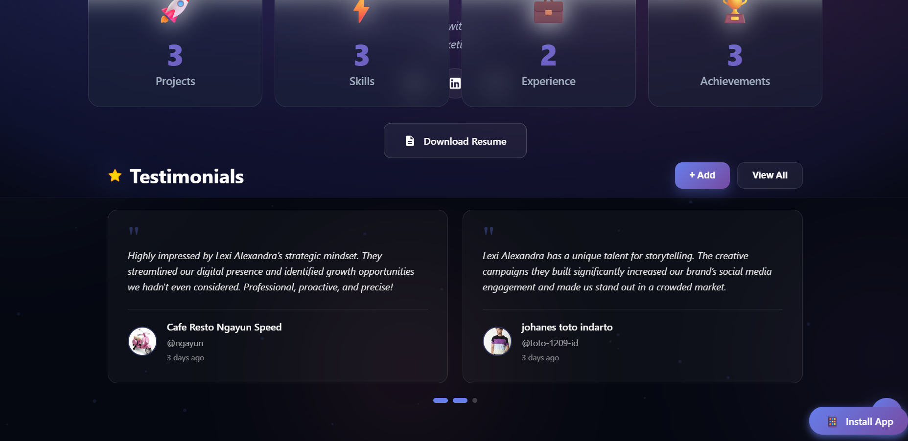 Portfolio screenshot