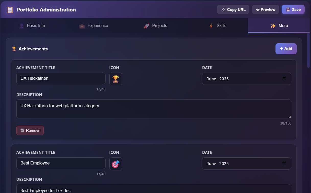 Portfolio screenshot