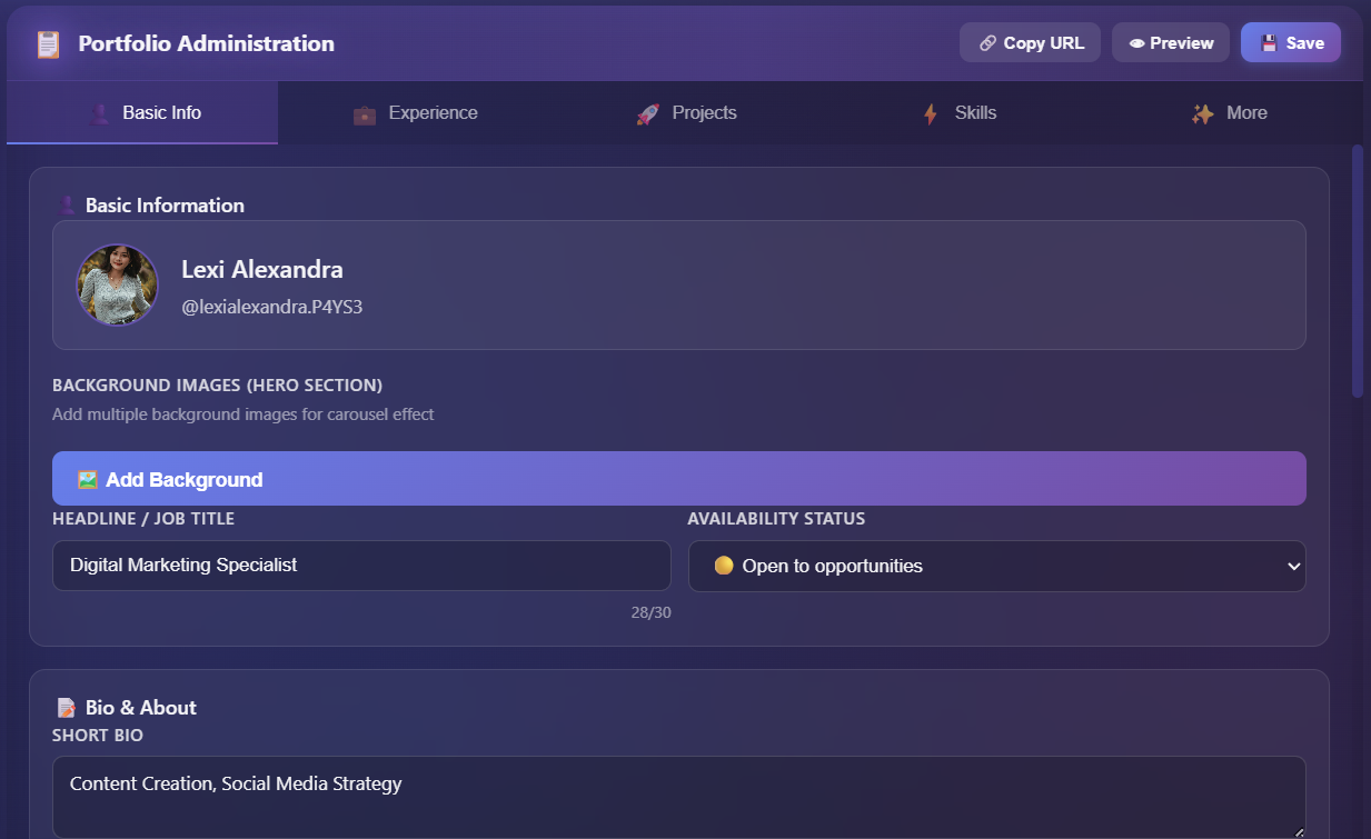 Portfolio screenshot