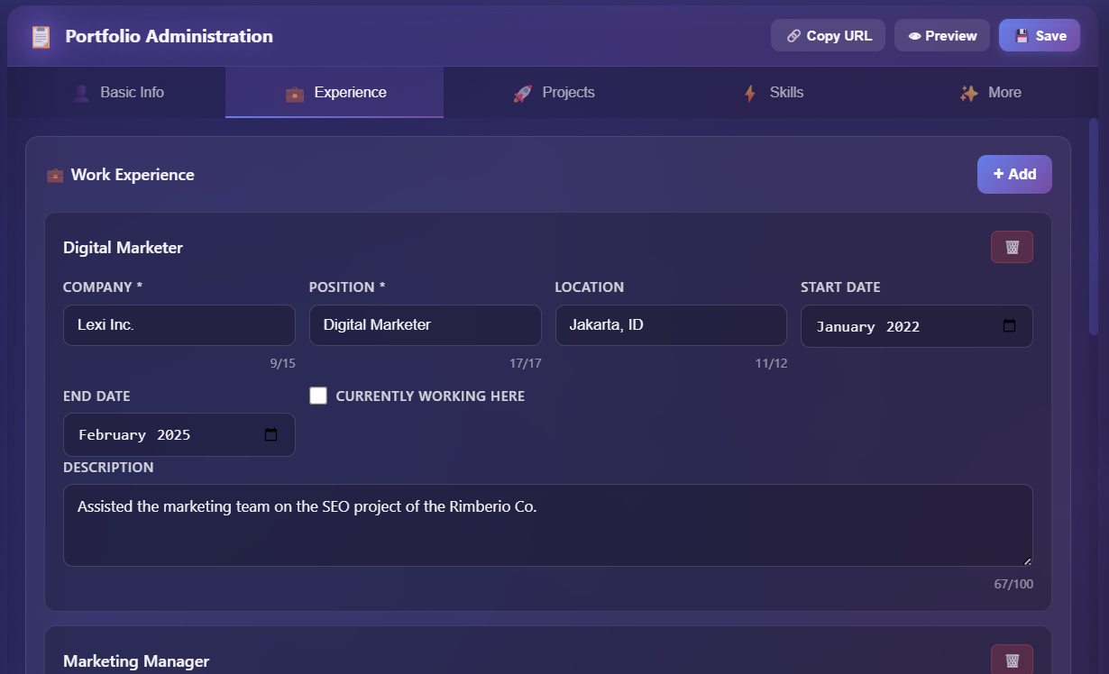 Portfolio screenshot