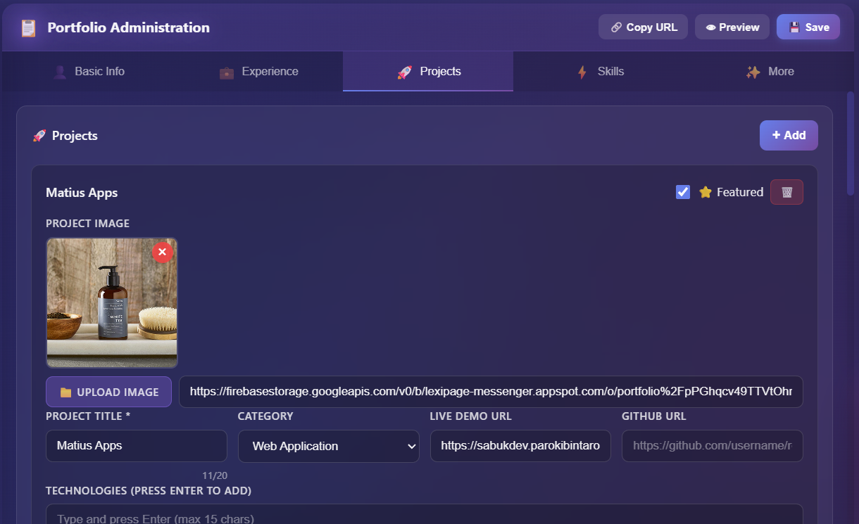 Portfolio screenshot